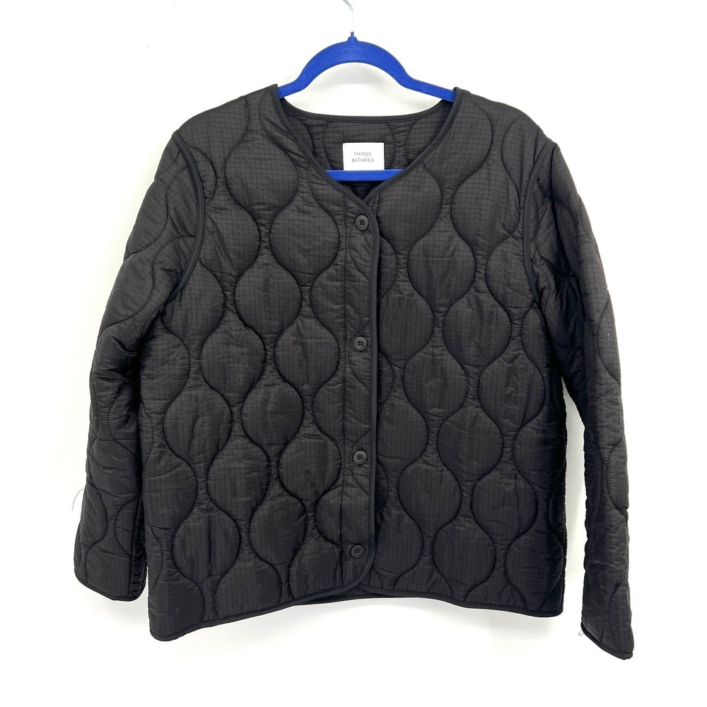 NWOT Things Between black quilted jacket  Gorpcore Utilitarian minimalist M
